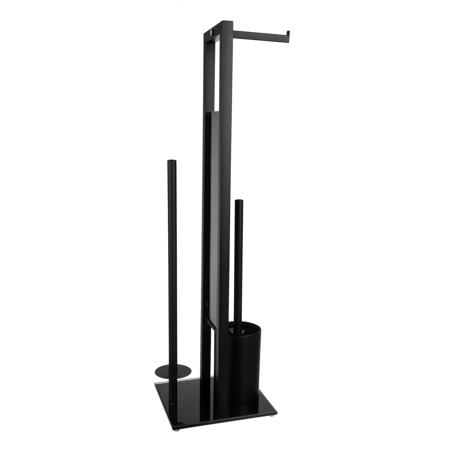 Stojak na Papier Toaletowy Szczotkę WC 3w1 Uchwyt Czarny Mat Łazienkowy Szerokość produktu 20 cm