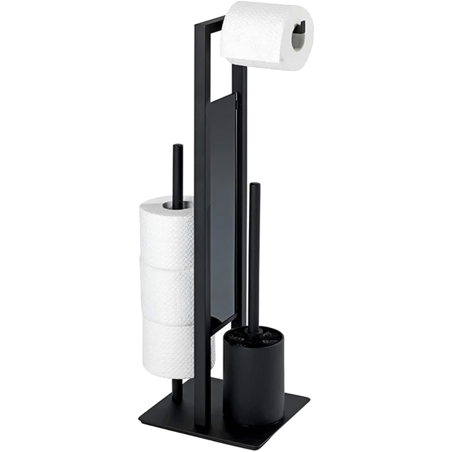 Stojak na Papier Toaletowy Szczotkę WC 3w1 Uchwyt Czarny Mat Łazienkowy Marka Ruhhy