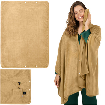 Narzuta Elektryczna na Plecy Ramiona na Powerbank Koc Grzewczy Beż 160x90cm Ruhhy 26226