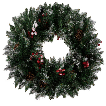 Stroik Świąteczny Wianek na Drzwi Dekoracyjny Ozdobny Ozdoba 45cm Ośnieżony RUHHY