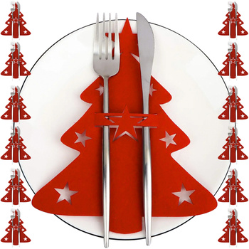 Etui na Sztućce Choinka Pokrowiec 12szt Świąteczne na Święta Stół Podkładka RUHHY